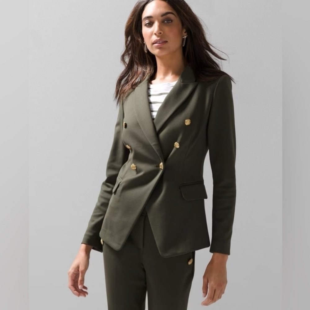 White House Black Market Sergeant Gold Button Studio Blazer Jacket - Picture 2 of 13